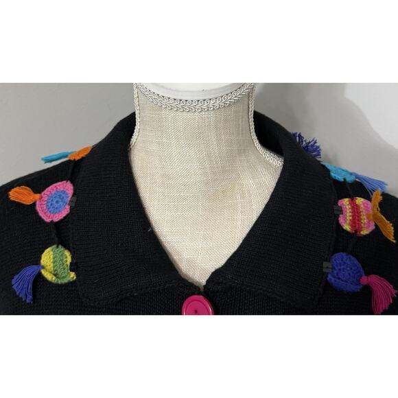 Inspired by Bellepointe Vintage Black Crocheted Trim Long Cardigan Boho XXL - Picture 3 of 4